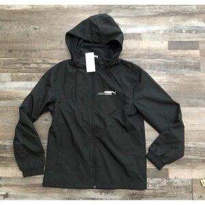 Puma Lined Up Woven Jacket Mens Small Black Hooded New with Tags